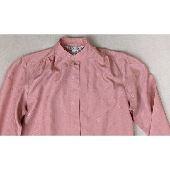 VINTAGE WOMEN'S PINK LONG SLEEVE BUTTON-UP BLOUSE E.V. LTD. - SIZE 13/14 - Picture 3 of 8